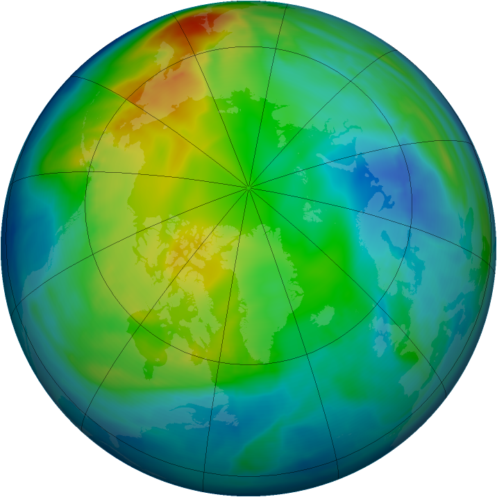 Arctic ozone map for 22 November 2007
